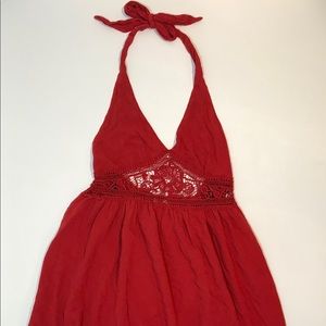 Forever 21 Red Halter Backless Sundress Size Small